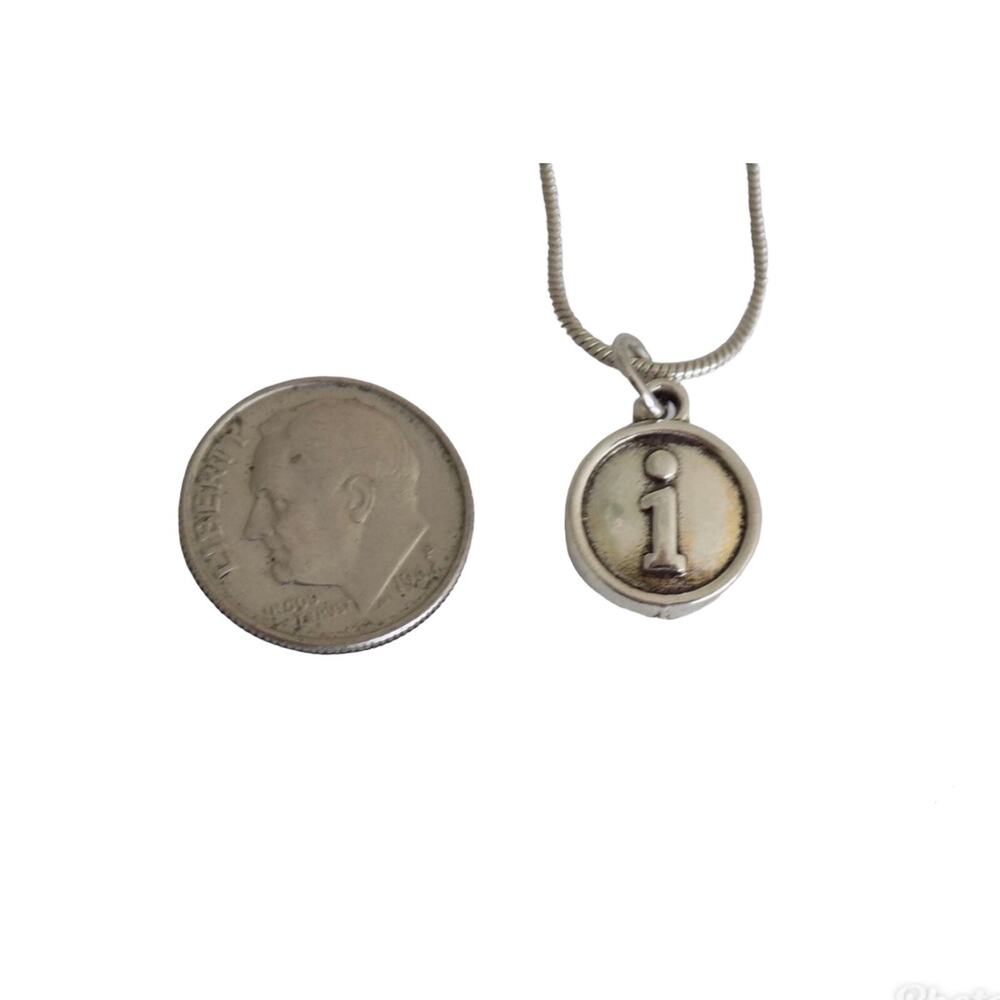 Initial I pendant on 18" Silver Plated Snake Chain Necklace NWOT